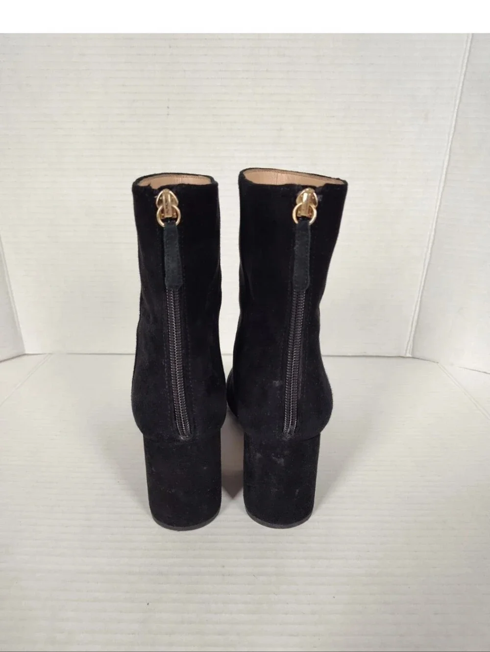 J.Crew Sadie Black Suede Block Heel Ankle Boots K0055 Almond Toe Womens 8.5
